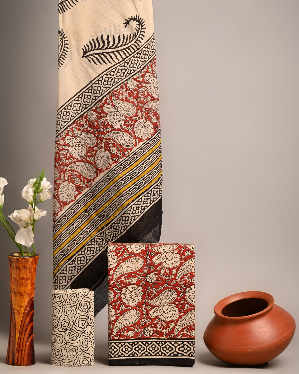 Premium Black Hand Block Elegant Gold Print Cotton Saree