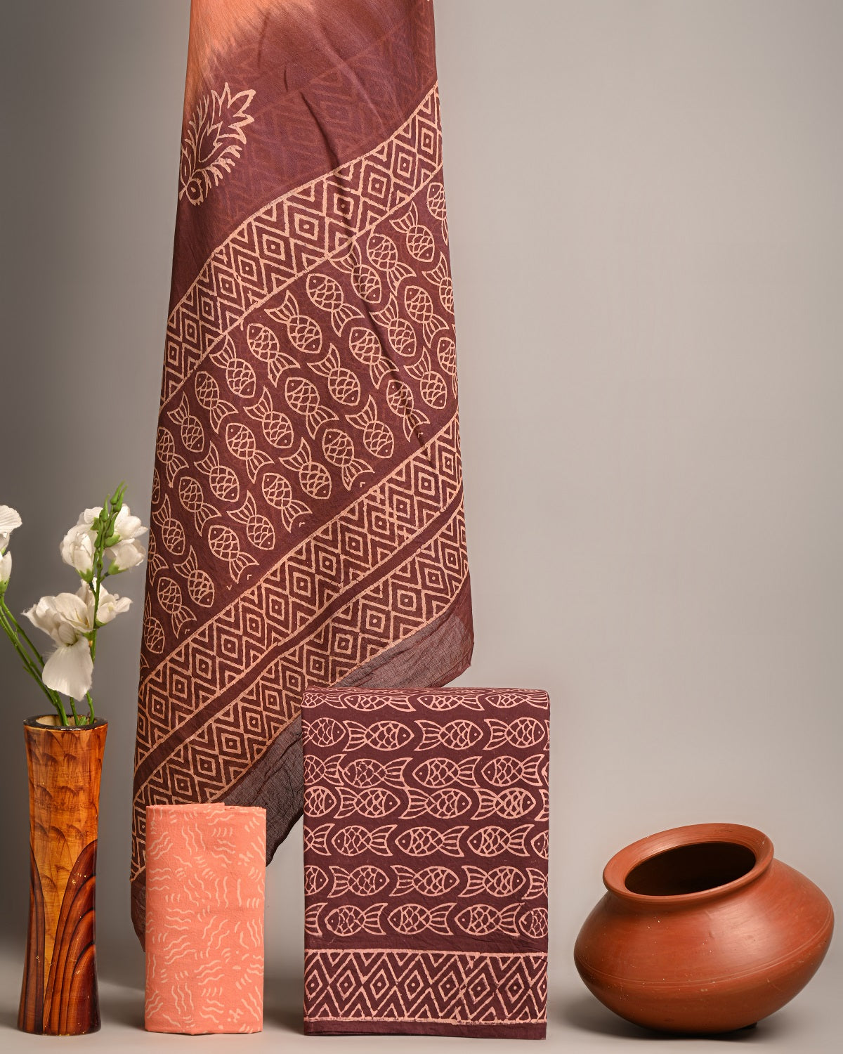 Premium Black Hand Block Elegant Gold Print Cotton Saree